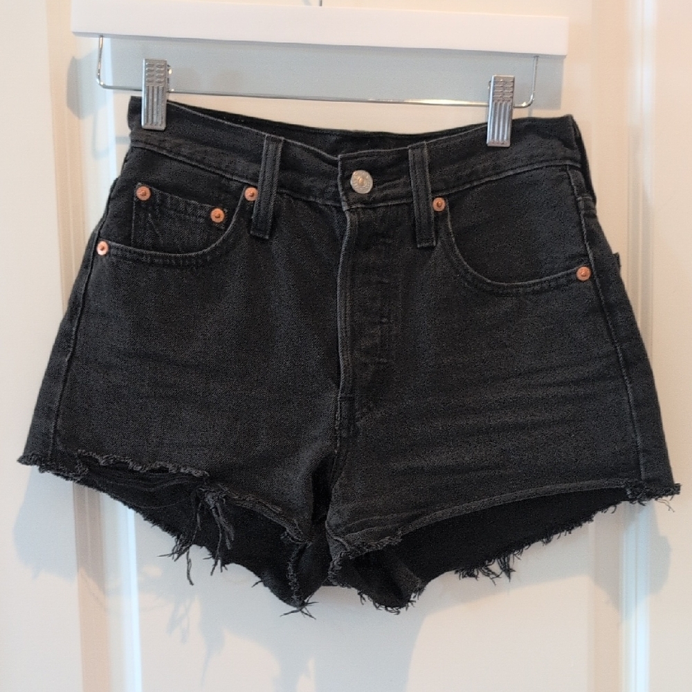 Classic Black Frayed Denim Shorts